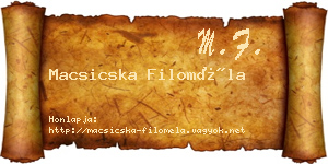 Macsicska Filoméla névjegykártya